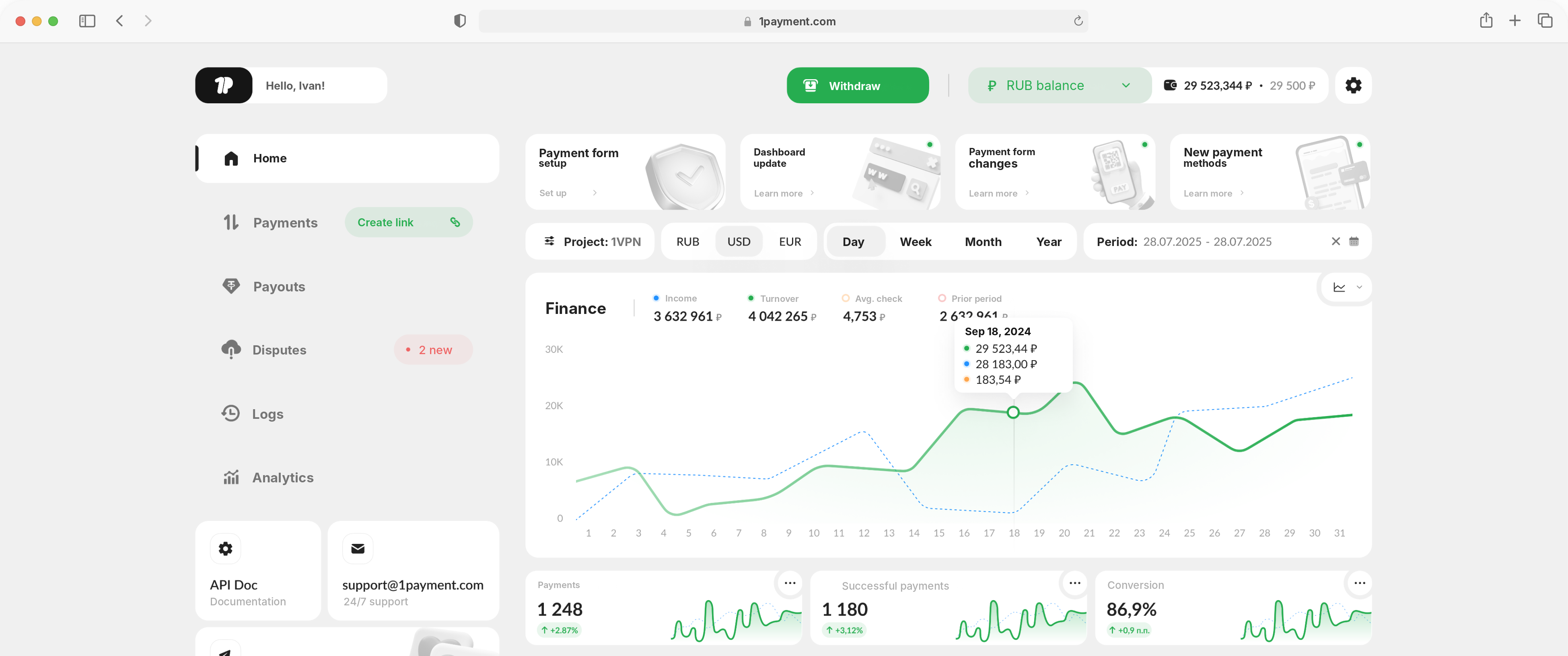 1Payment payment statistics